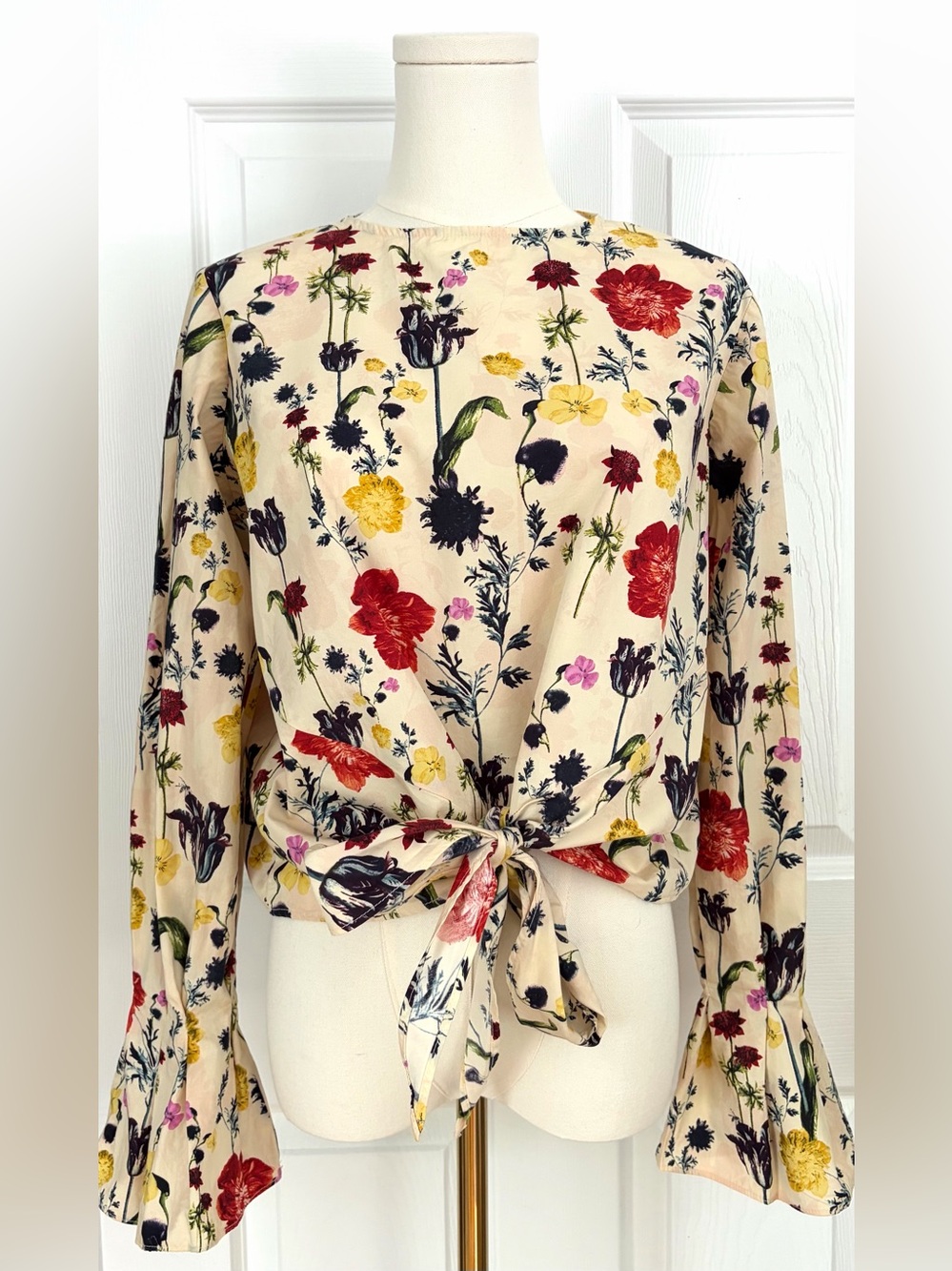 H&M Floral Tie-Front Blouse Size 10